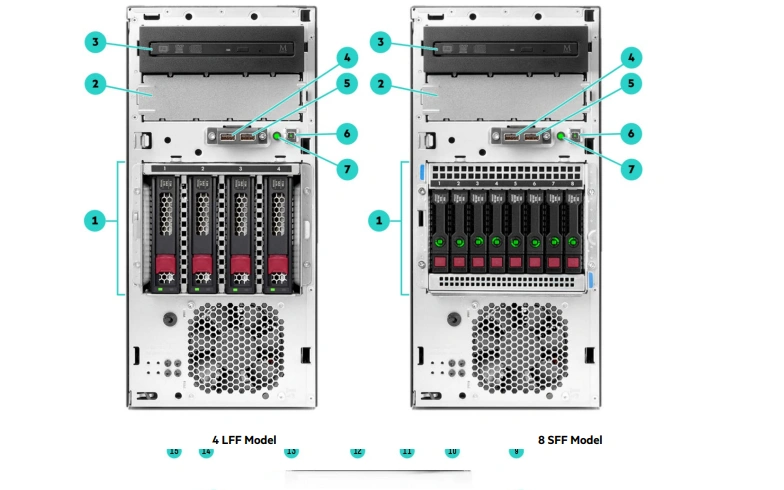سرور تاور HPE ProLiant ML30 Gen10-Front View